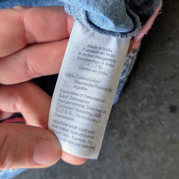 J. Crew Crewcuts Blue Denim Chambray Ruffle Sleeve Floral Embroidered Dress - Picture 5 of 6